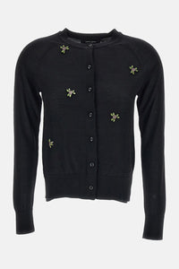 Simone Rocha Women Classic Merino Silk Cardigan W/ Turbo Embellishments