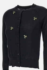 Simone Rocha Women Classic Merino Silk Cardigan W/ Turbo Embellishments