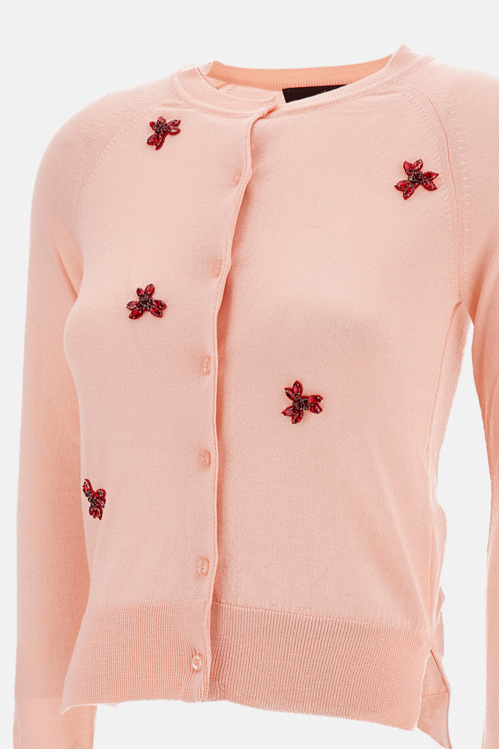 Simone Rocha Women Classic Merino Silk Cardigan W/ Turbo Embellishments