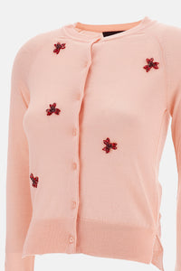 Simone Rocha Women Classic Merino Silk Cardigan W/ Turbo Embellishments