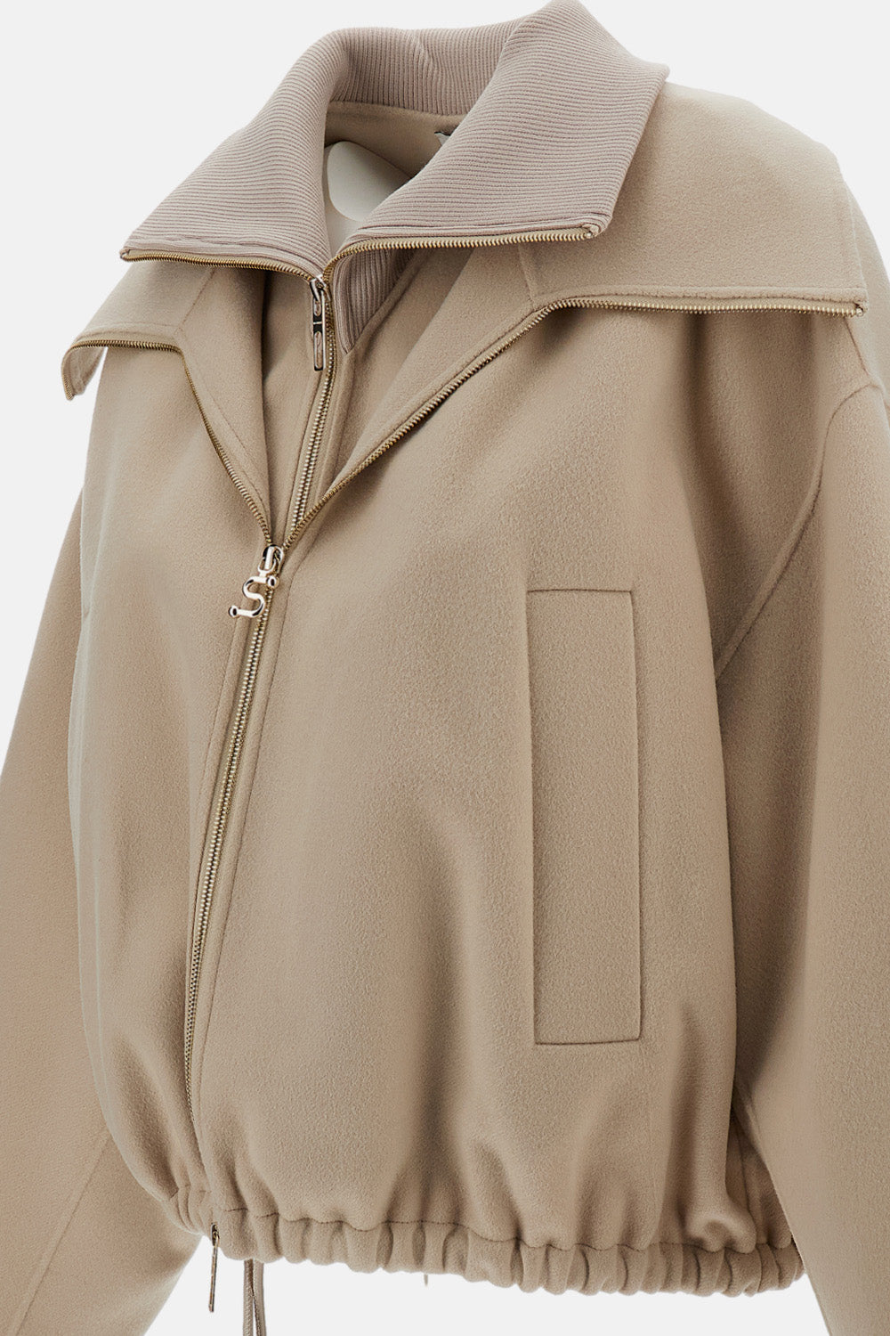 Sportmax Women Wool Bomber Jacket With Removable Bib