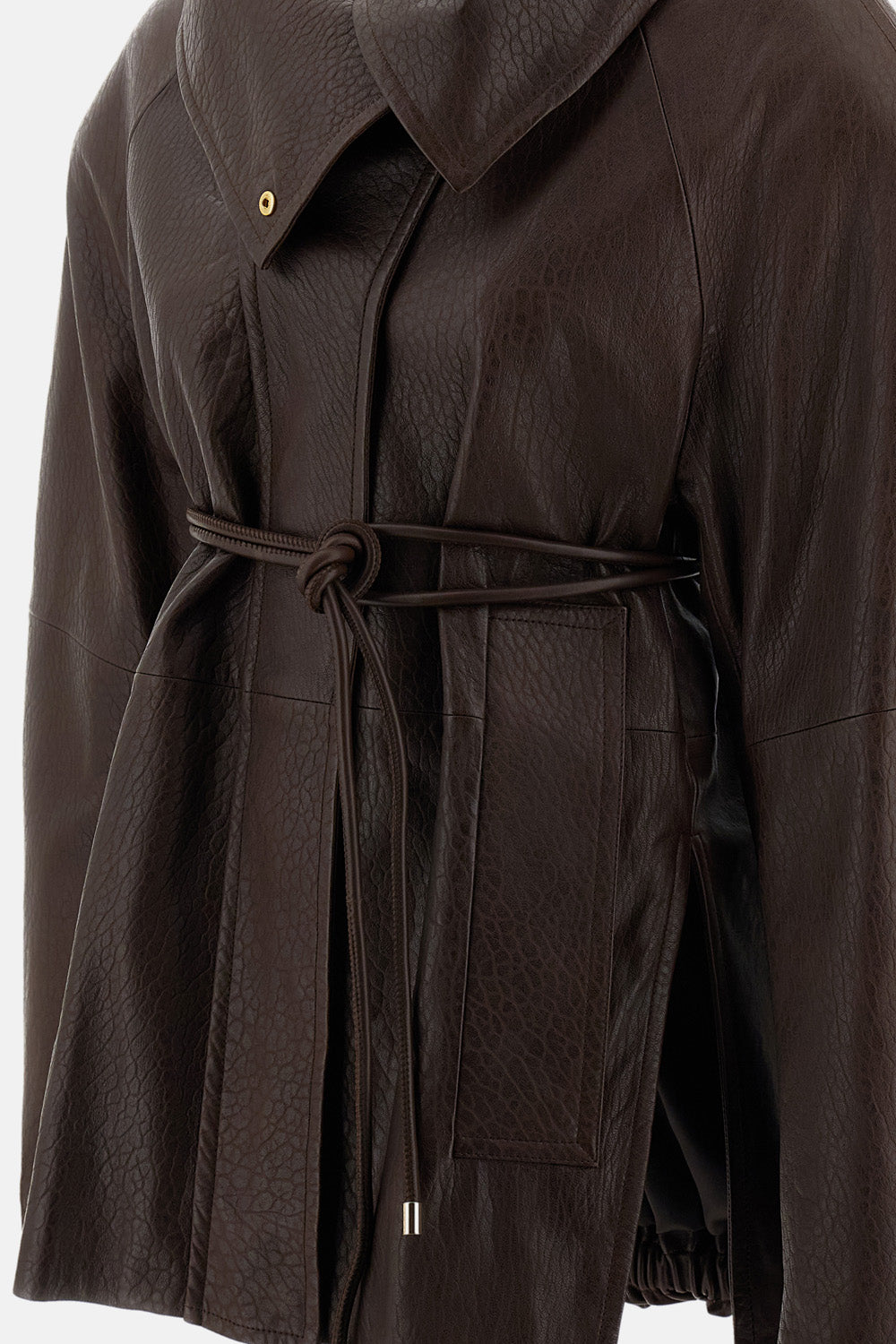 Sportmax Women Smooth And Hammered Leather Jacket