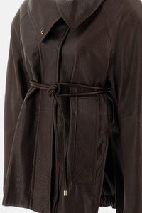 Sportmax Women Smooth And Hammered Leather Jacket