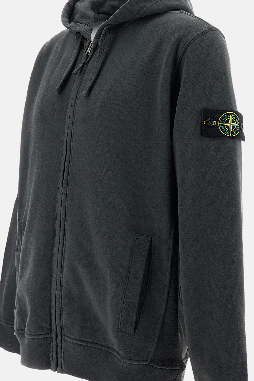 Stone Island Stone Island Men Brushed Organic Cotton Fleece Zip Hooded Sweatshirt