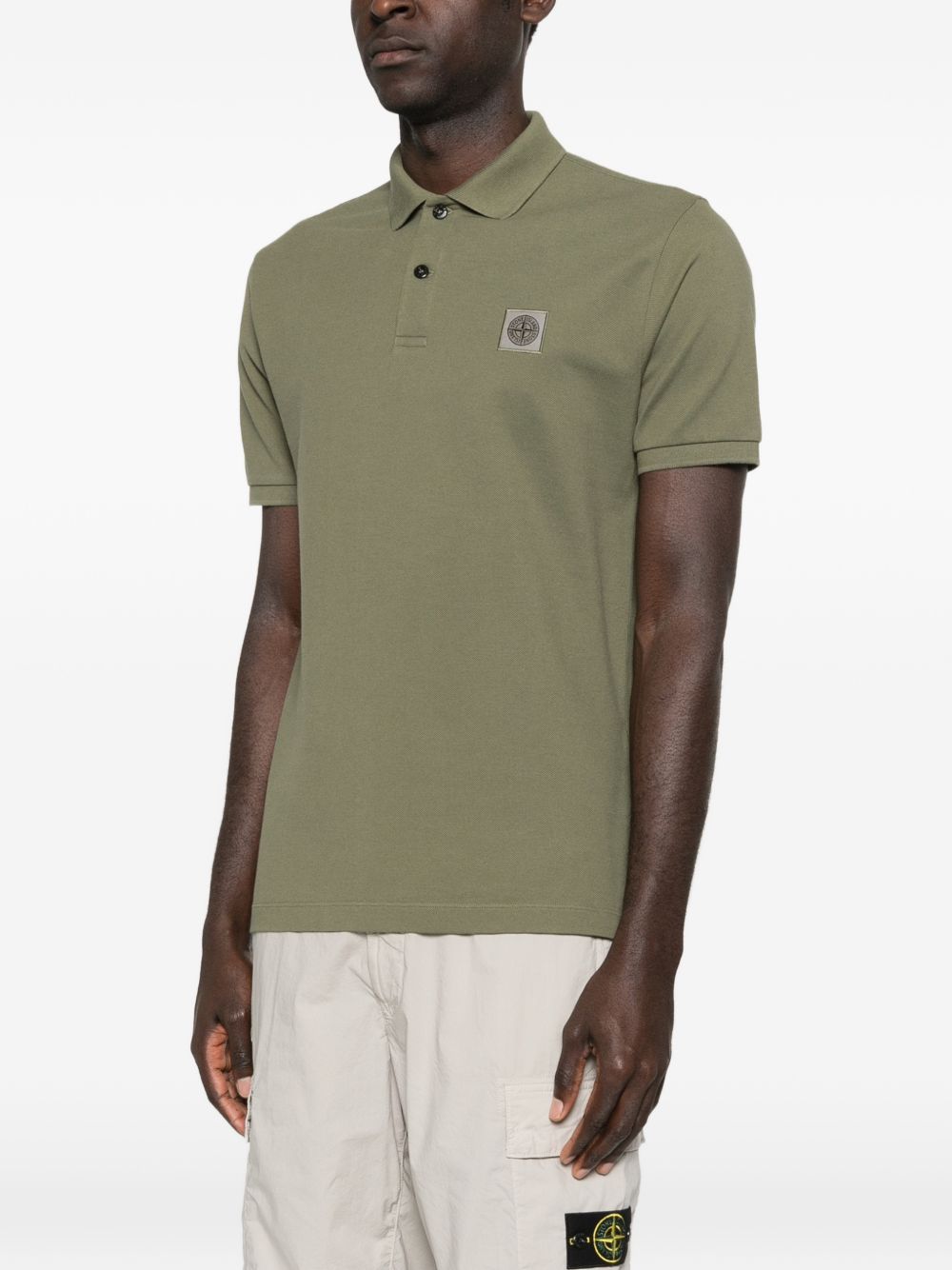 Stone Island Men Logo Cotton Polo Shirt