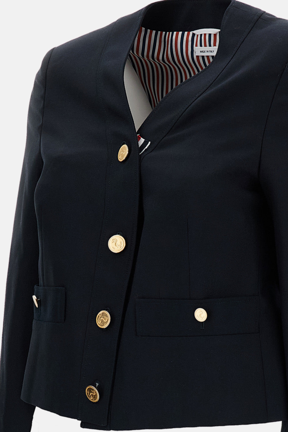 Thom Browne Thom Browne Women V-Neck Cardigan Jacket In Hopsack Suiting