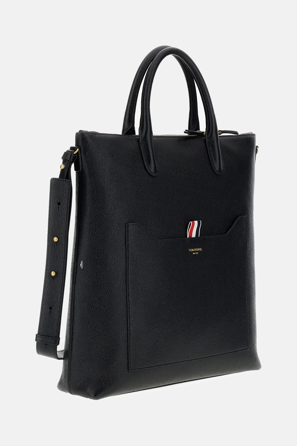 Thom Browne Thom Browne Men Zip Vertical Tote In Pebble Grain Leather