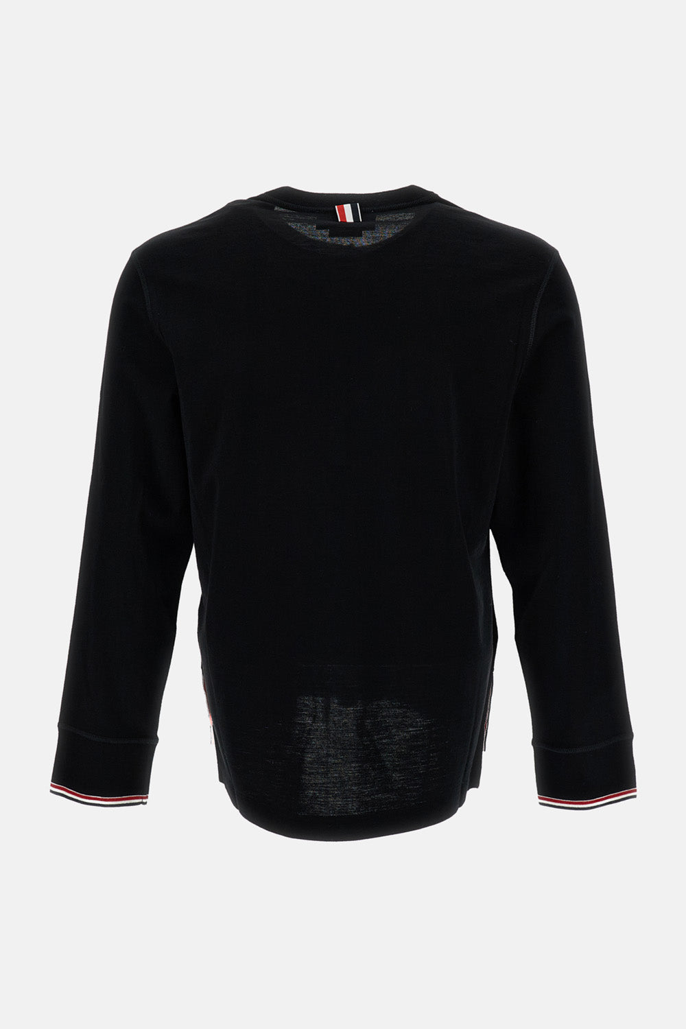 Thom Browne Men Ls Henley W/ Rwb Tipping Stripe In Wool Jersey