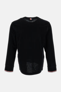 Thom Browne Men Ls Henley W/ Rwb Tipping Stripe In Wool Jersey