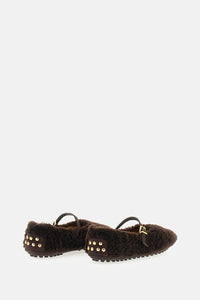Tod's Women Shearling And Suede Leather Ballerina Flats