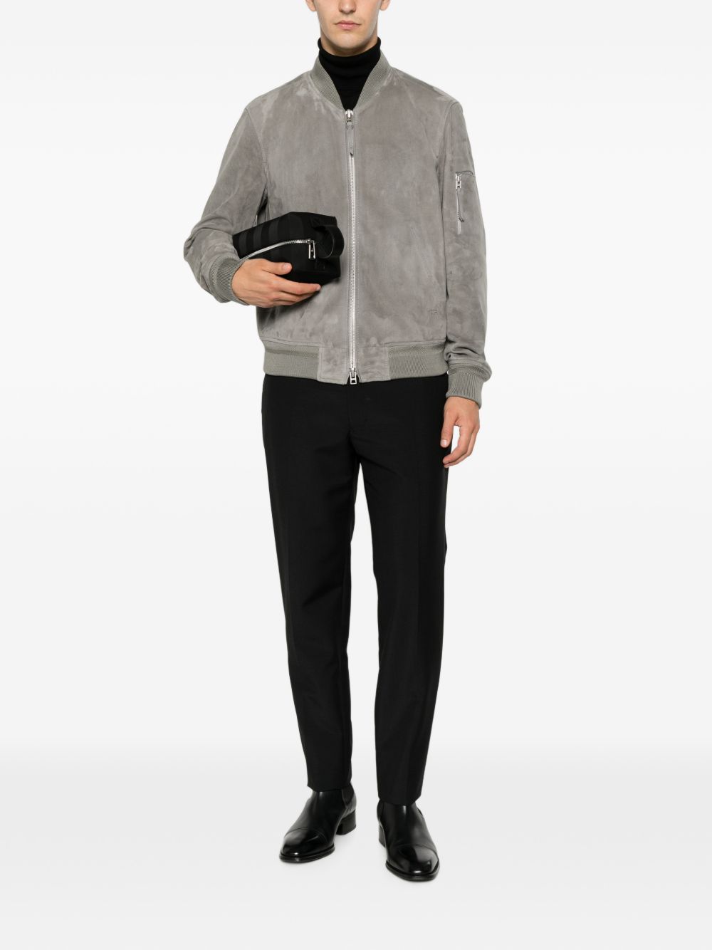 Tom Ford Men Suede Leather Bomber Jacket