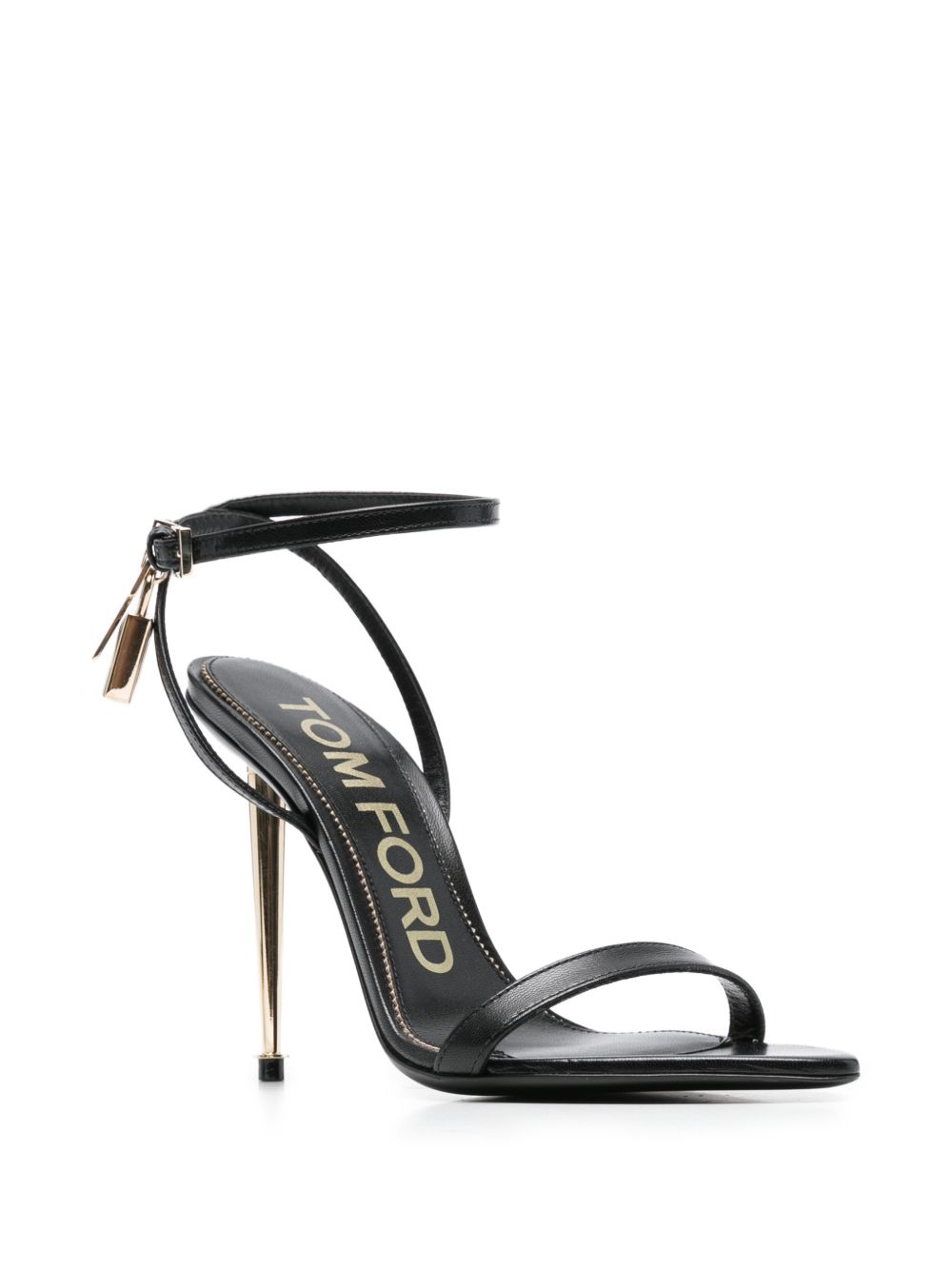 Tom Ford Women Padlock Leather Heel Sandals