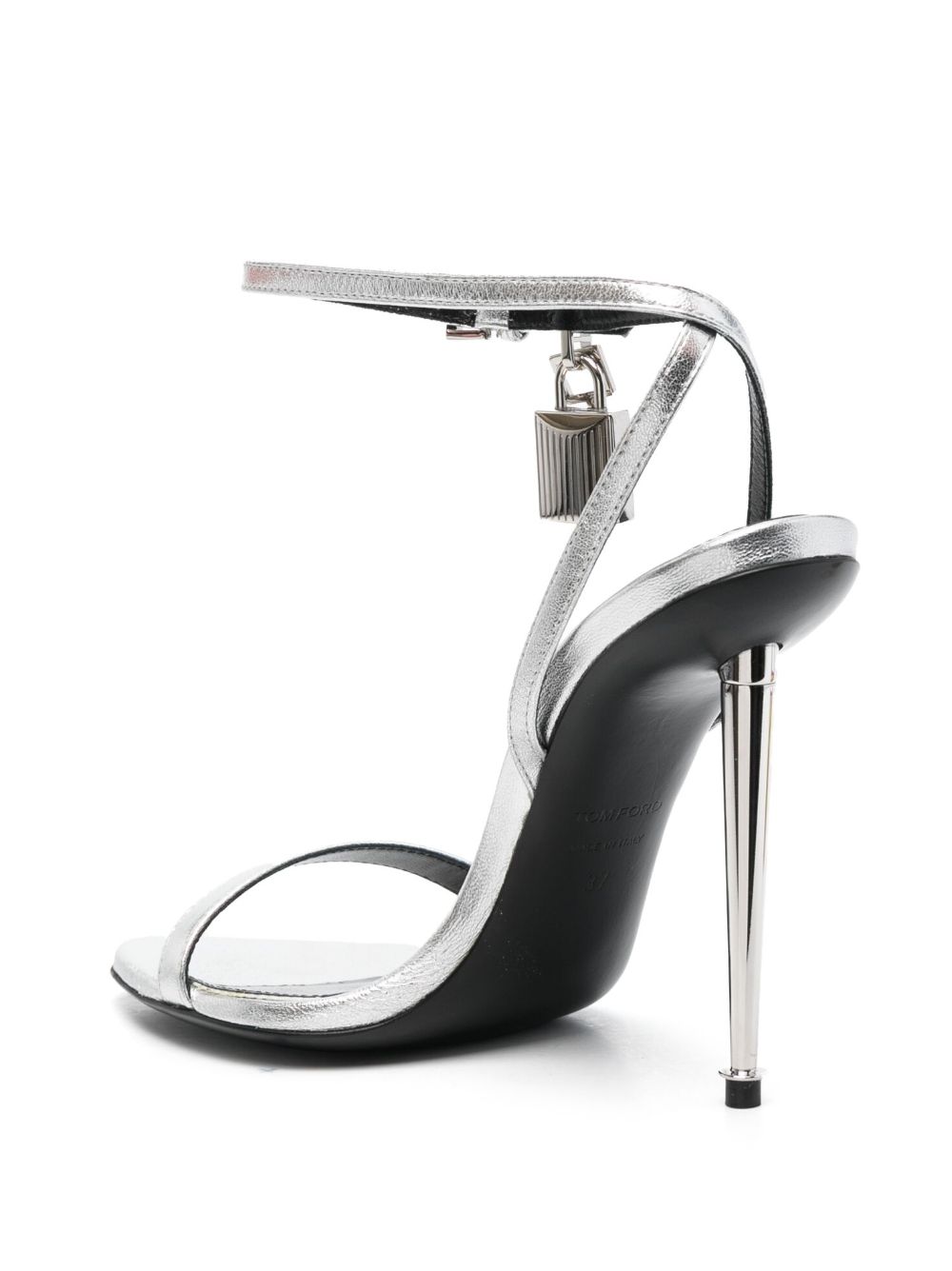 Tom Ford Women Padlock Leather Heel Sandals
