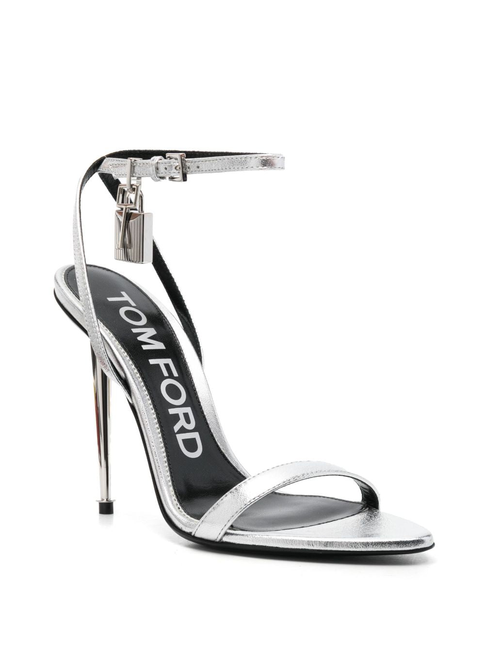 Tom Ford Women Padlock Leather Heel Sandals