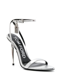 Tom Ford Women Padlock Leather Heel Sandals