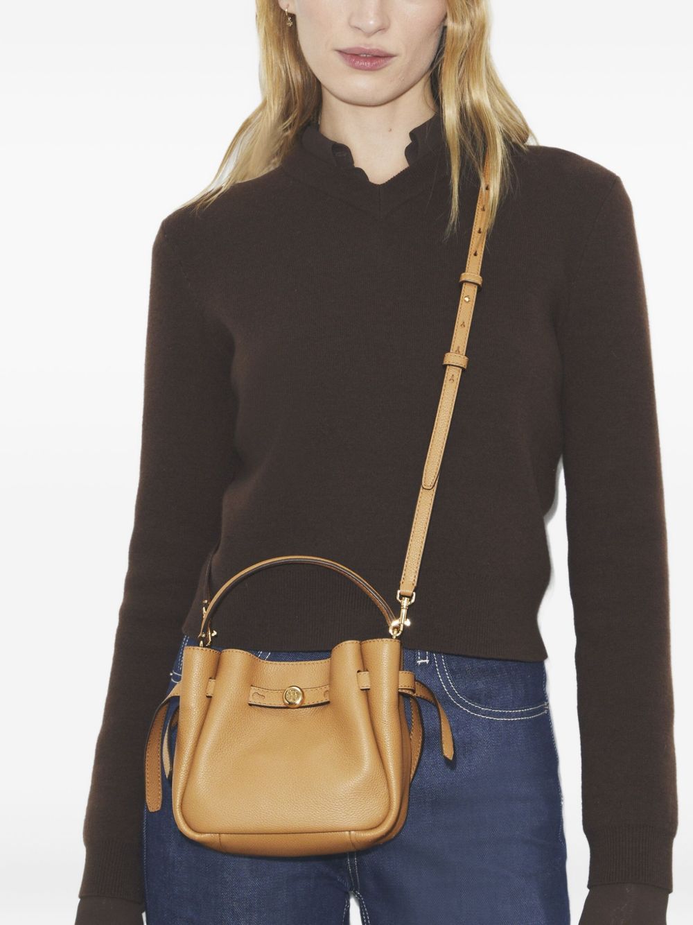 TORY BURCH Tory Burch Women Romy Mini Leather Bucket Bag