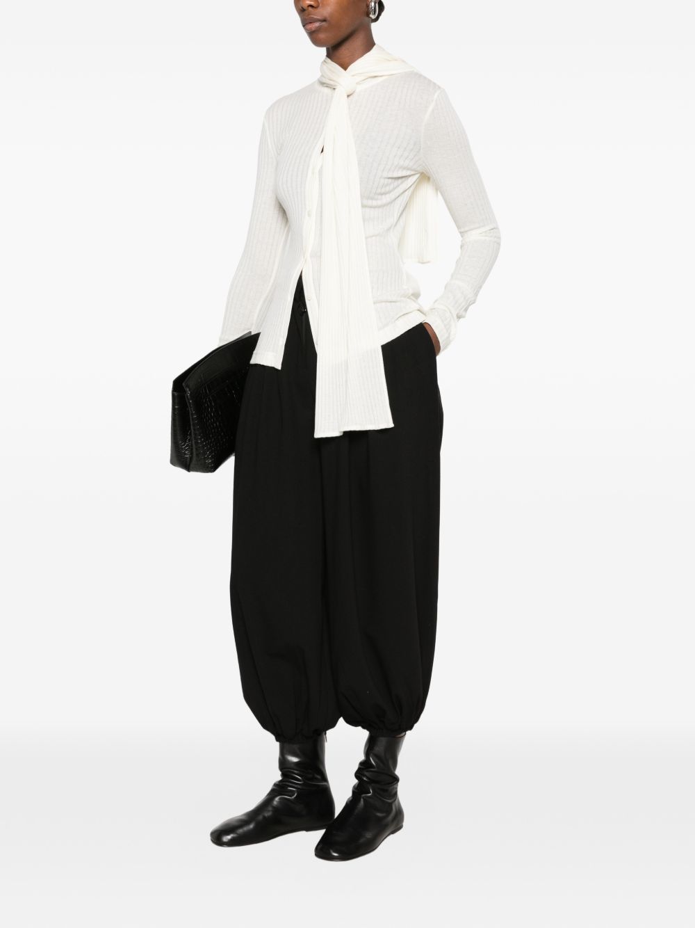 Toteme Women Ribbed Bow Blouse