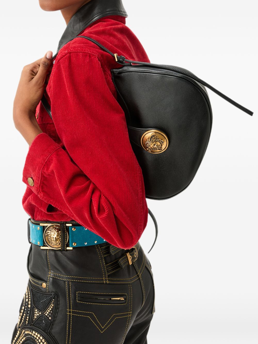 Versace Women Emblème Leather Hobo Bag