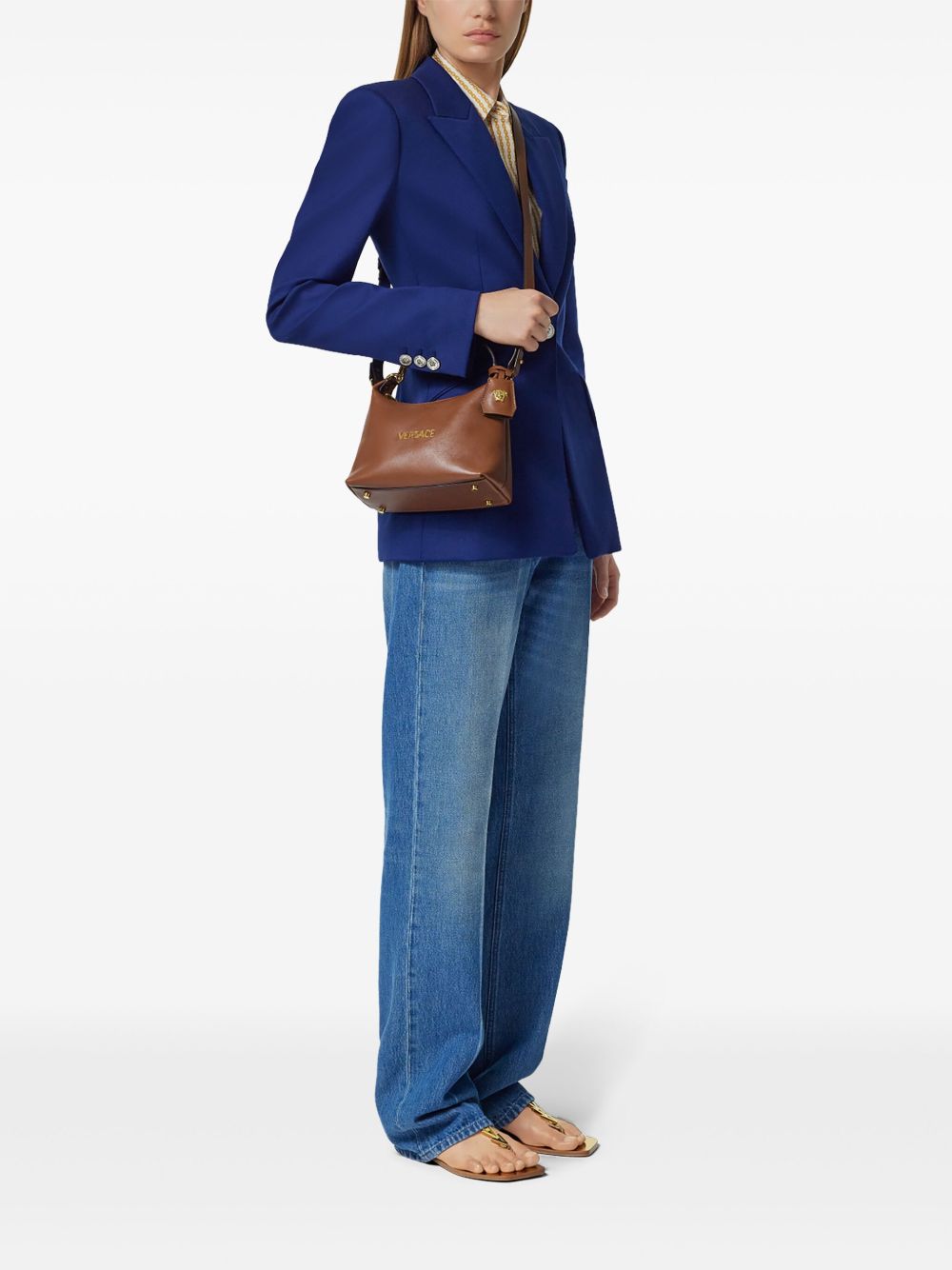 VERSACE Versace Women Versace Tag Leather Hobo Bag