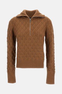 Wales Bonner Wales Bonner Women Acoustic Knitted Wool Half-Zip Turtleneck Sweater