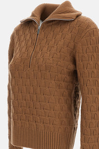 Wales Bonner Wales Bonner Women Acoustic Knitted Wool Half-Zip Turtleneck Sweater