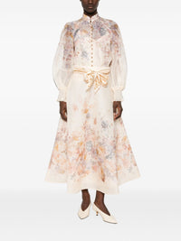 Zimmermann Women Ascent Linen And Silk Midi Skirt