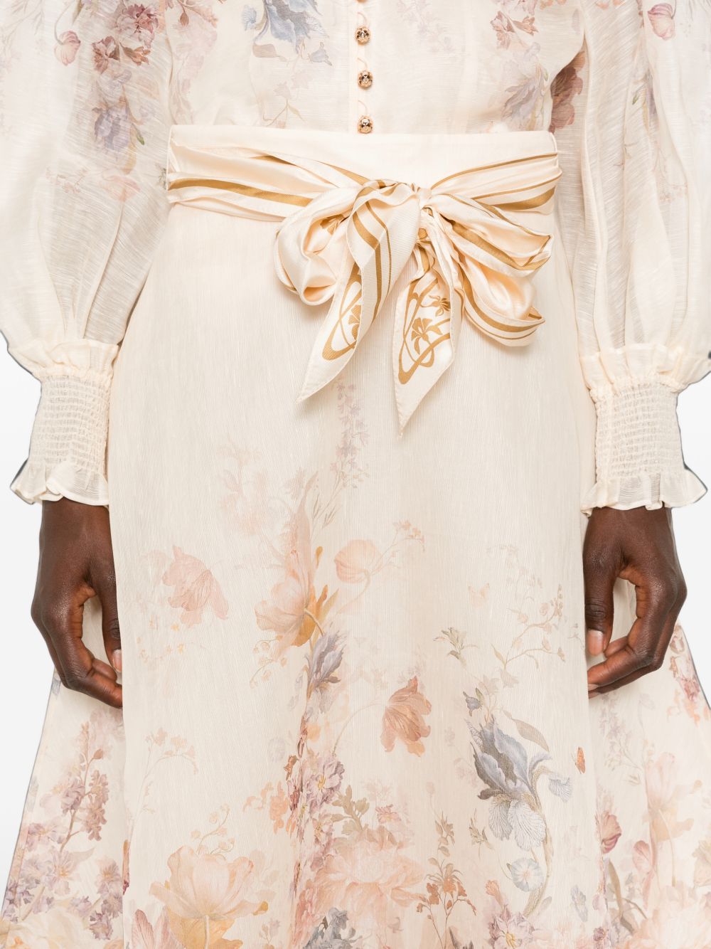 Zimmermann Women Ascent Linen And Silk Midi Skirt