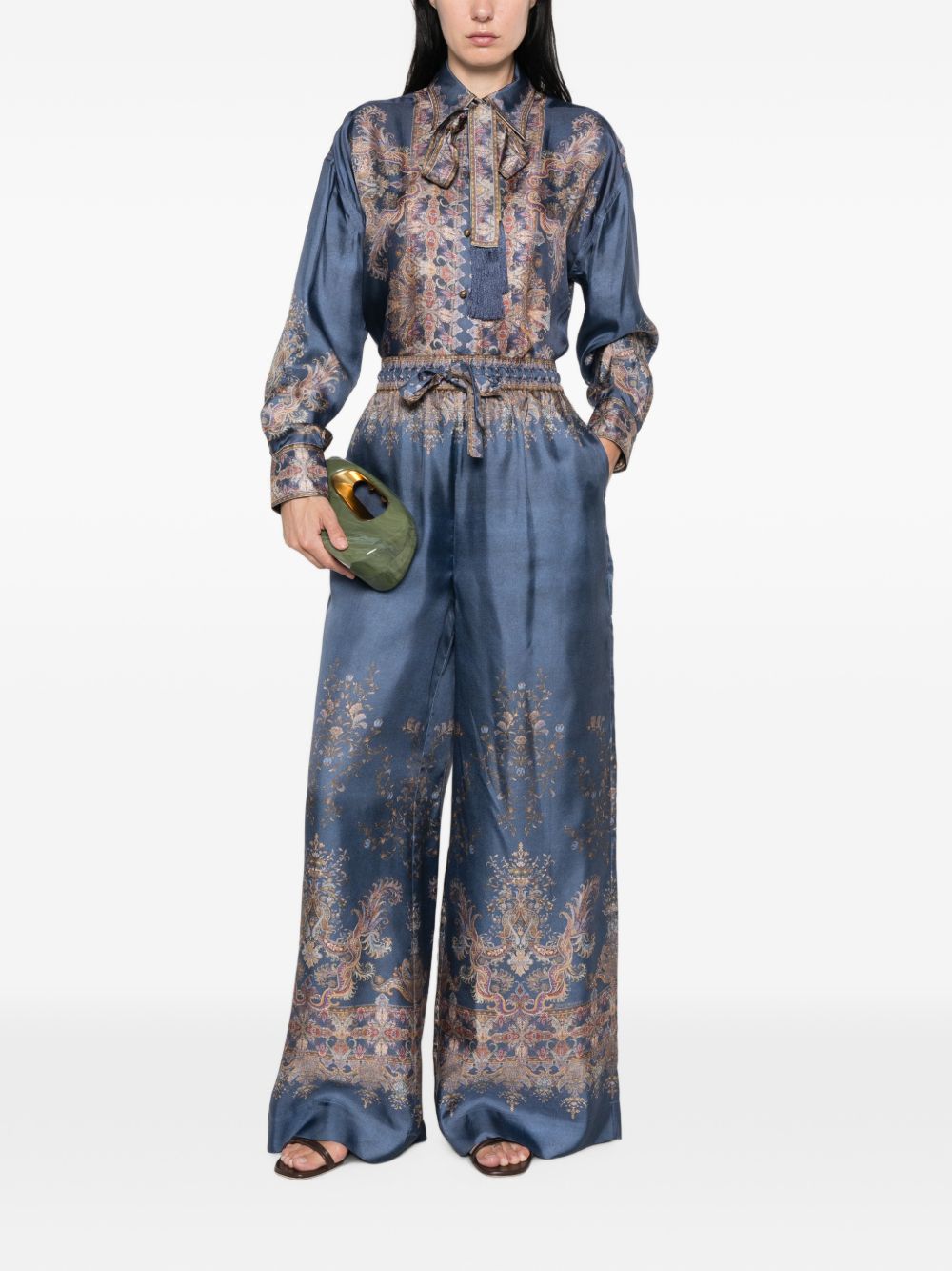 Zimmermann Women Valiant Printed Silk Trousers
