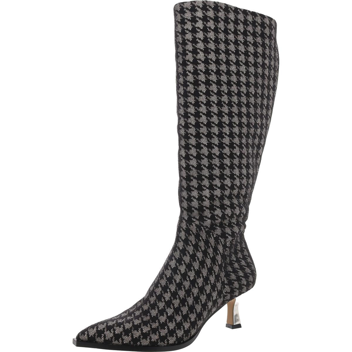Pamella Womens Zipper Herringbone Knee-High Boots