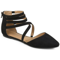 Marlee Womens Strappy Faux Suede Flats Black