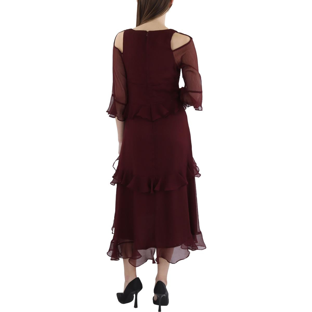 Womens Hi Low Midi Cocktail And Party Dress