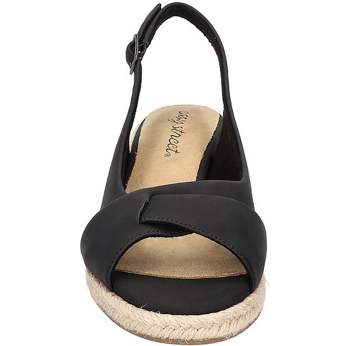Devlin Womens Faux Leather Peep-Toe Wedge Sandals