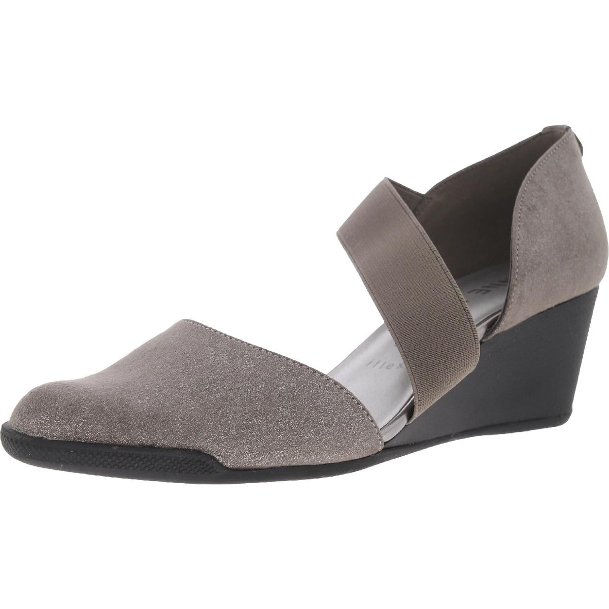 Tara 2 Womens Strappy Wedge Heels Pewter