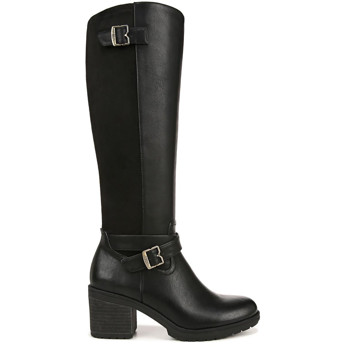 PRAIRIE Womens Faux Leather Block Heel Knee-High Boots