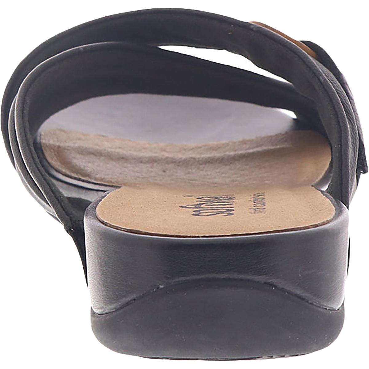 Taza Womens Leather Open Toe Slide Sandals