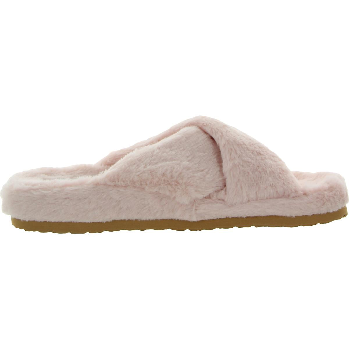 Franz Womens Slip On Faux Fur Slide Slippers