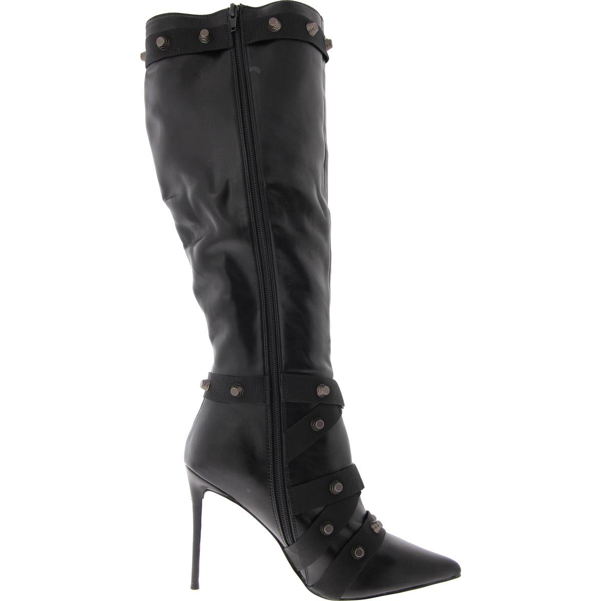 Fink Womens Faux Leather Embellished Knee-High Boots