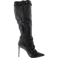 Fink Womens Faux Leather Embellished Knee-High Boots