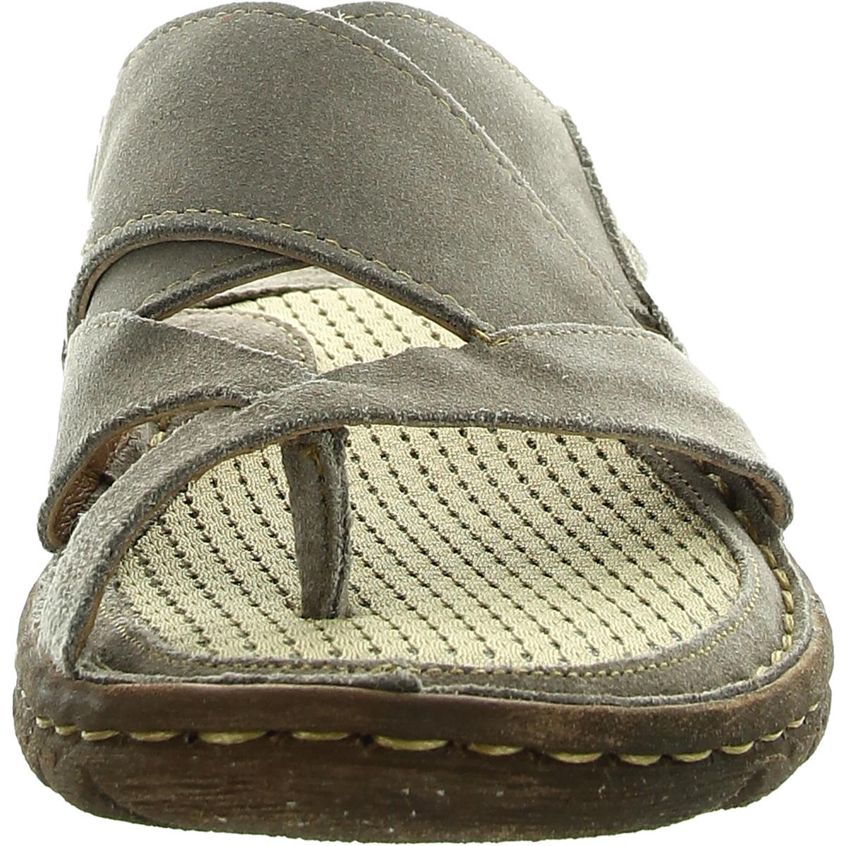 Womens Toe Loop Leather Flatform Sandals