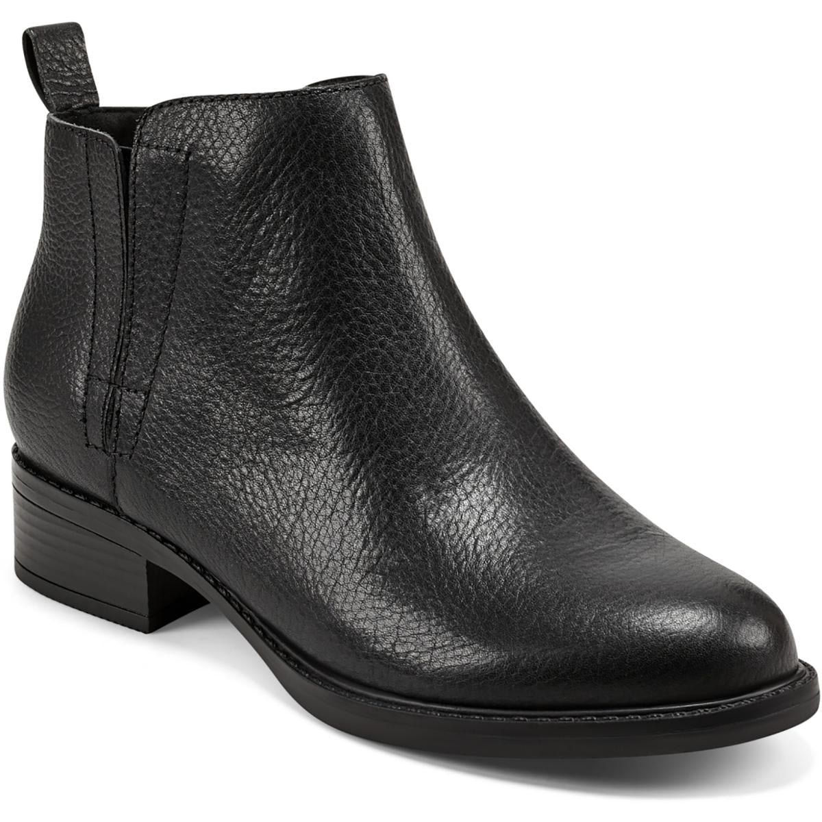 Larime Womens Zipper Ankle Booties 8.5 Medium Black Leather