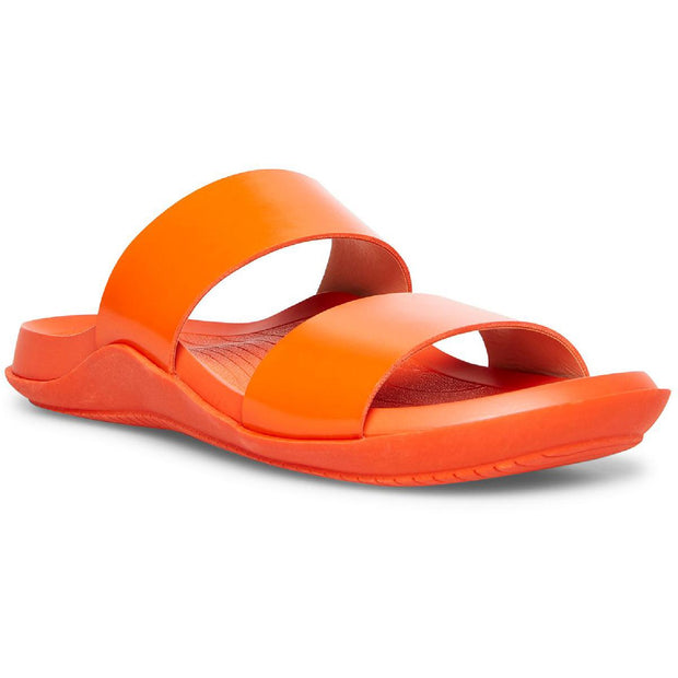 Libraa Womens Faux Leather Slip On Footbed Sandals