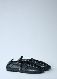 Ganni Women Eyelet Lace-Up Ballerina Flats