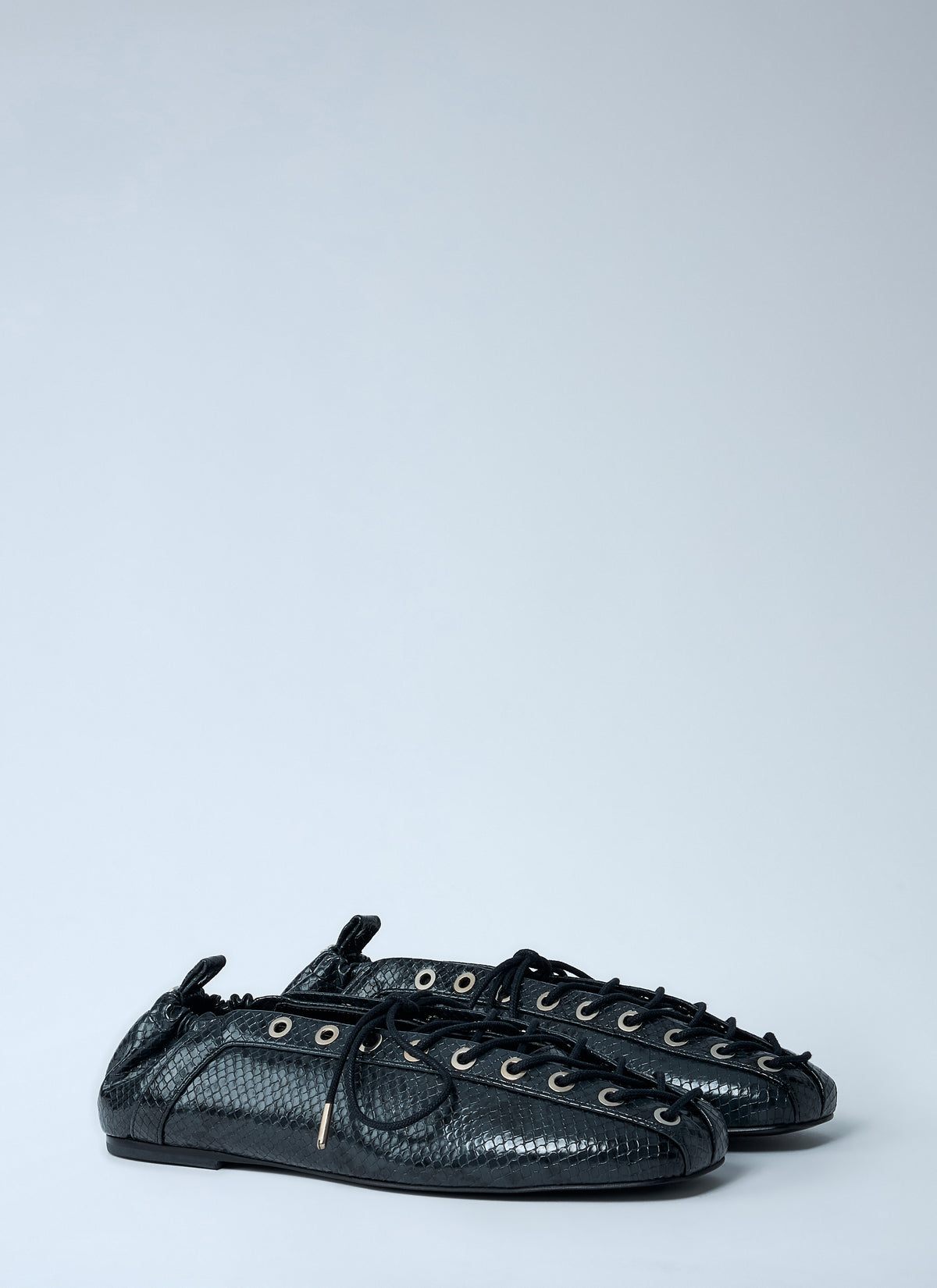 Ganni Women Eyelet Lace-Up Ballerina Flats