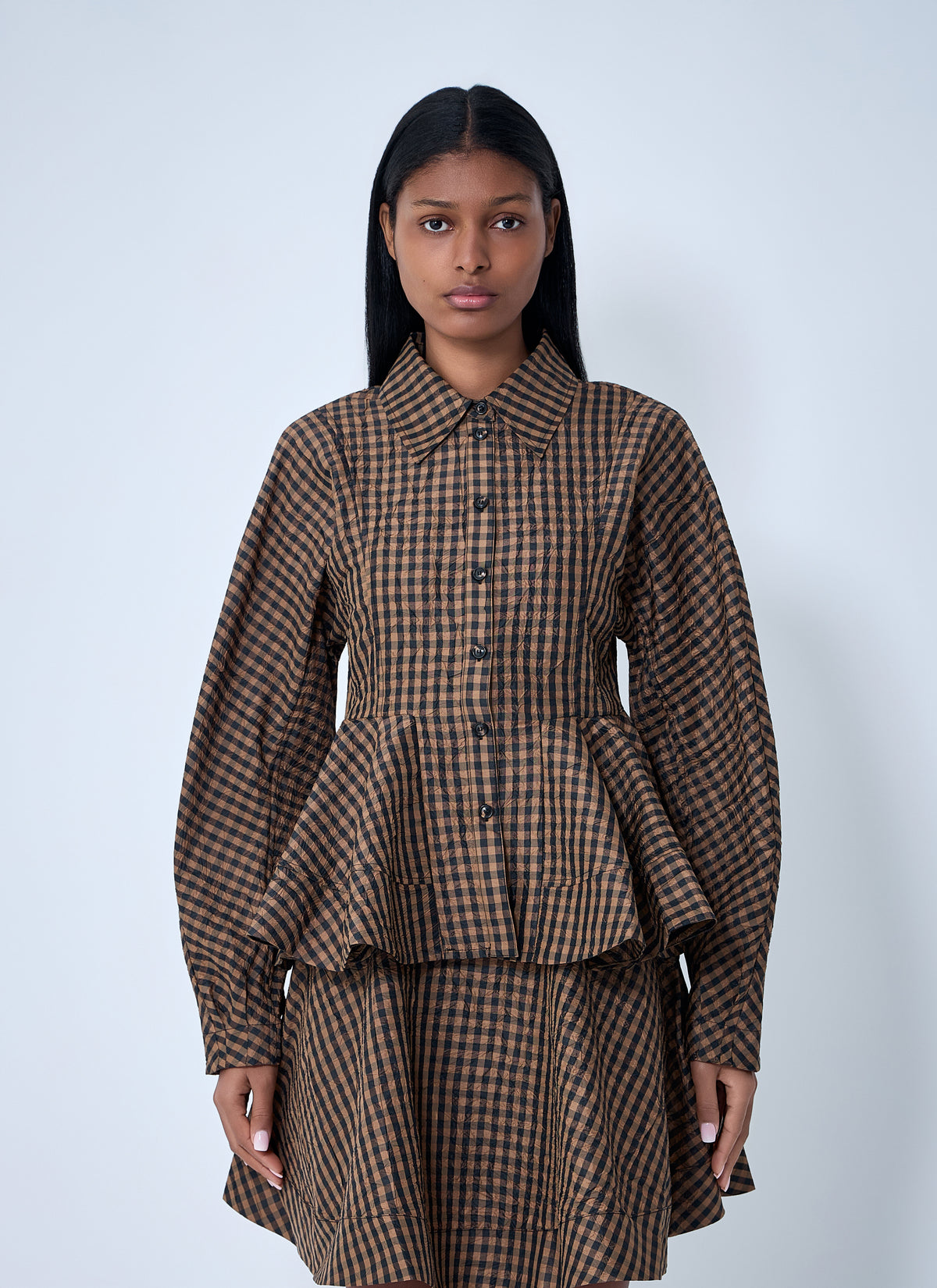 GANNI Ganni Women Crinkle Peplum Shirt