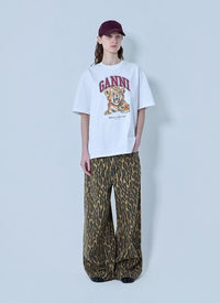 Ganni Women Print Denim Baggy Jeans