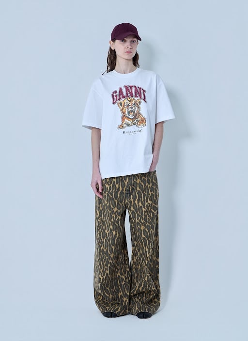 Ganni Women Print Denim Baggy Jeans