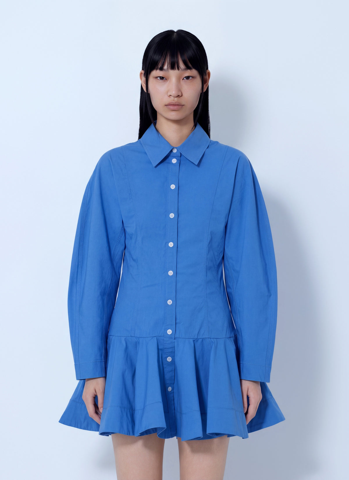 Ganni Women Stretch Cotton Mini Shirt Dress