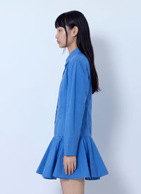 Ganni Women Stretch Cotton Mini Shirt Dress