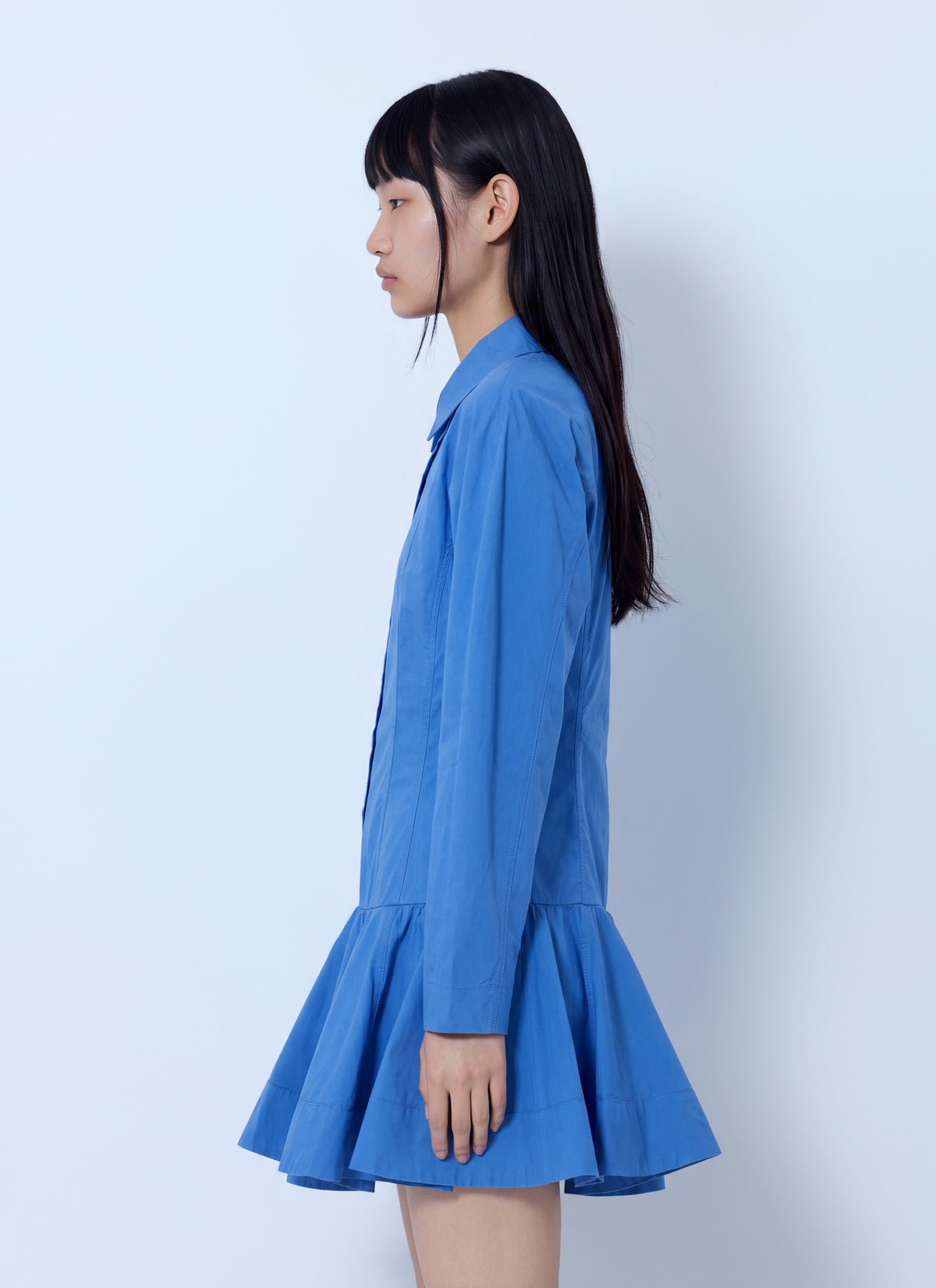 Ganni Women Stretch Cotton Mini Shirt Dress