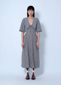 Ganni Women Check Cotton Cut Out Midi Dress